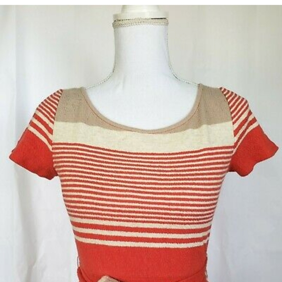 Anthropologie Lilka Sorella Orange Striped Dress - Picture 3 of 5